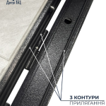 Вхідні двері Січ 1. Колір: чорно-сірий мікс + зріз каменю