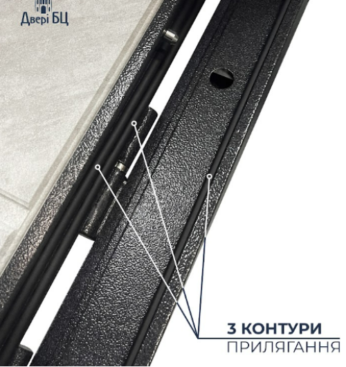 Вхідні двері Січ 1. Колір: чорно-сірий мікс + зріз каменю