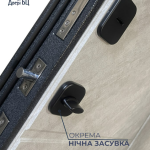 Вхідні двері Січ 1. Колір: чорно-сірий мікс + зріз каменю
