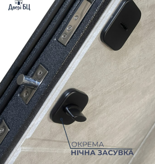 Вхідні двері Січ 1. Колір: чорно-сірий мікс + зріз каменю