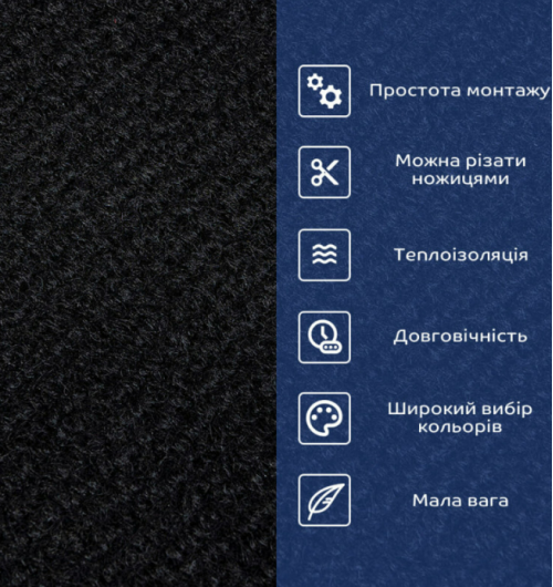Самоклеюча плитка під ковролін в рулоні чорна (SW-00002588)