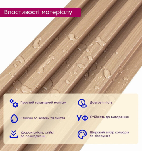 3D панелі "Рейка WPC" (дуб 23мм) 3D панелі "Рейка WPC" (дуб 23мм)
