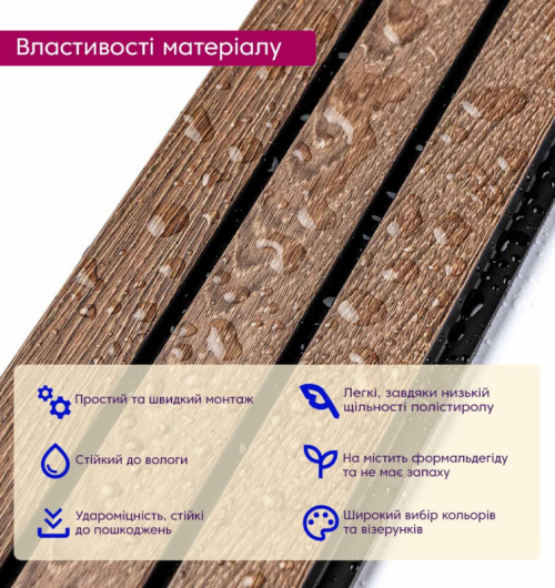 3D панелі "Рейка PS" (горіх 12мм) 3D панелі "Рейка PS" (горіх 12мм)