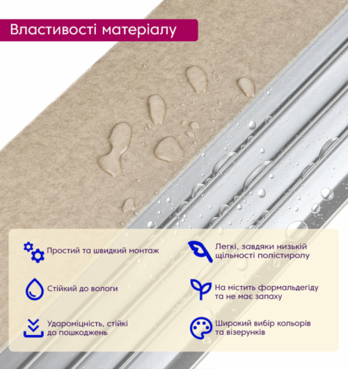 3D панелі "Рейка PS" (бежева зі сріблом 11мм)